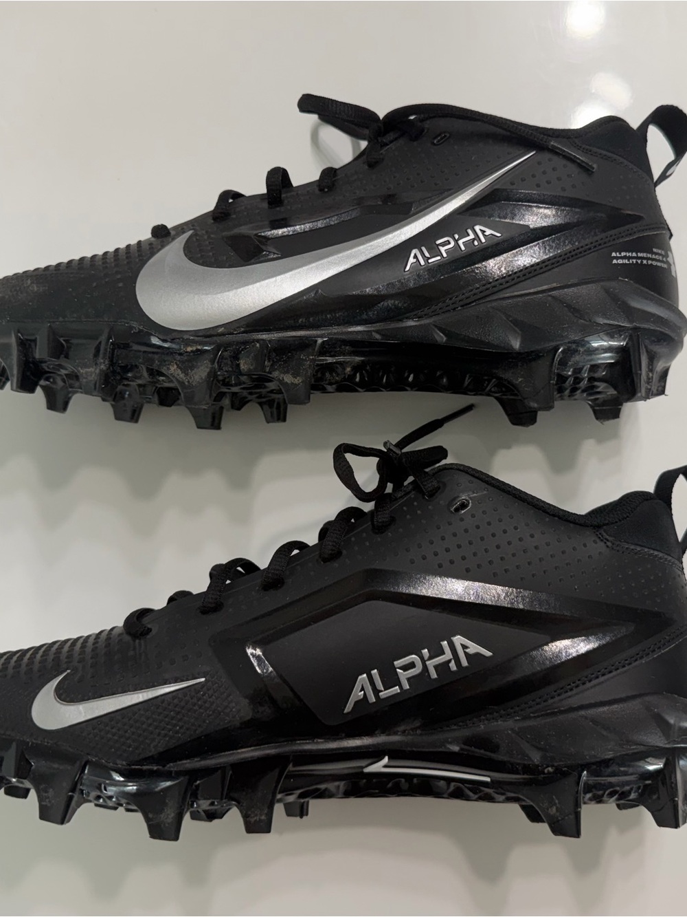 Nike Men’s Black and Silver Athletic Cleats Alpha Menace 4 Men's size 11